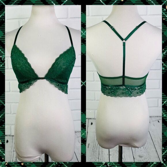 10/$25🦋 Gilligan & O'Malley Green Lace Y-Back Front Close Bralette - Size XS - Picture 3 of 16